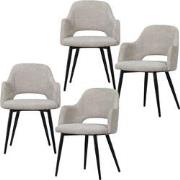 WOOOD Ferdy Eetkamerstoelen - Polyester - Pearl - Set van 4