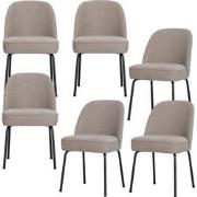 BePureHome Vogue Eetkamerstoelen - Geweven stof - Zand - Set van 6