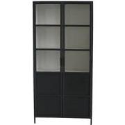 HSM Collection-Vitrinekast Bronx Hoog 2 Deur-90x40x190-Zwart/Grijs-Met...