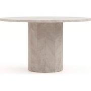 HSM Collection-Ronde Eettafel Sofia-ø130x75-Wit-Travertine