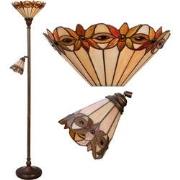 LumiLamp Tiffany Vloerlamp  Ø 35 / Ø 14x176 cm Beige Rood Metaal Glas ...