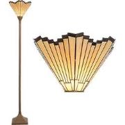 LumiLamp Tiffany Vloerlamp  37x37x183 cm  Goudkleurig Polyresin Glas S...