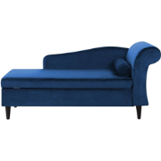 Beliani LUIRO - Chaise longue-Blauw-Fluweel