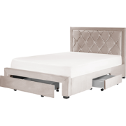 Beliani LIEVIN - Tweepersoonsbed-Beige-Fluweel