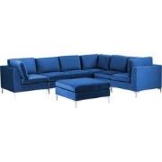 Beliani EVJA - Modulaire Sofa-Blauw-Fluweel