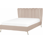 Beliani MIRIBEL - Tweepersoonsbed-Beige-Fluweel