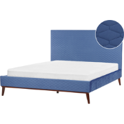 Beliani BAYONNE - Tweepersoonsbed-Blauw-Fluweel