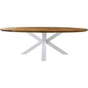 HSM Collection-Ovale Eettafel Fishbone-240x110x76-Naturel/Wit-Eiken/Me...