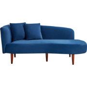 Beliani CHAUMONT - Chaise longue-Blauw-Fluweel