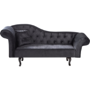 Beliani LATTES - Chaise longue-Zwart-Fluweel