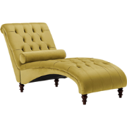 Beliani MURET - Chaise longue-Geel-Fluweel