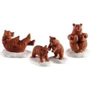 Bear family snow day, set of 4