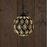 Glass Ball Baroque Black/Gold 15Cm /12Led Warm White /