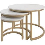 Salontafel Jasmin Marmer - Set van 3 - Wit/Goud