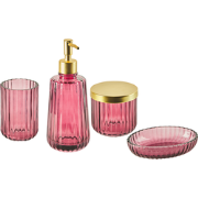 Beliani CARDENA - Badkameraccessoire set-Roze-Glas