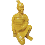 Fine Asianliving Terracotta Beeld Knielende Boogschutter Geel