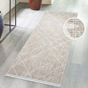 Clasico Vloerkleed Woonkamer Laagpolig Beige Tapijt- 80x300 CM