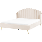 Beliani AMBILLOU - Tweepersoonsbed-Beige-Fluweel