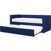 Beliani GASSIN - Onderschuifbed-Blauw-Fluweel