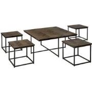 Tower living Via coffeetable set (5) - 90x90x45 40x40x38 - recl. teak ...