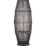 PTMD Meilo Black Iron Wired Floor Lantern Gold Inside