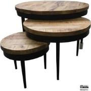 Benoa Delphos Iron Round Coffee Table 3cm Top (Set of 3)