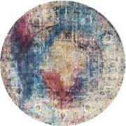 Tapijtenloods Picasso Heriz Vintage Rond Vloerkleed Multi / Blauw Laag...