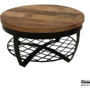 Benoa Desert Iron Round Coffee Table Wooden top & Iron Shelf at base 6...