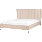 Beliani MIRIBEL - Tweepersoonsbed-Beige-Fluweel