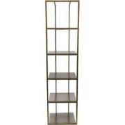 PTMD Ilya Gold Metal Cabinet Smoky Glass Shelves