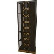 PTMD Riho Black Metal Cabinet High Smoky Glass Doors