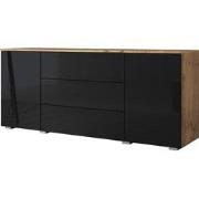 Meubella Dressoir Pure - Zwart - Eiken - 150 cm