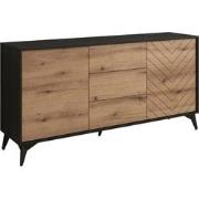 Meubella Dressoir Dolores - Eiken - Zwart - 154 cm - met lades