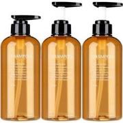 Set van 3 Navulbare Fles met Pomp – Oker Geel – 500ml – Voor Shampoo, ...