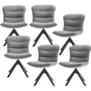 WOOOD Nika Draaibare Eetkamerstoelen - Polyester - Grijs - Set van 6