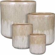 Mica Decorations Bloempot Lars - 29x29x29 cm - Keramiek - Creme- Set v...