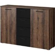 Meubella Dressoir Brown - Zwart - Eiken - 132 cm