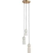 PTMD Zhen White Embossed Rib Glass Multi Hanging Lamp