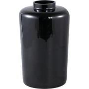 PTMD Devine Black Glass Vase Solid Black Simple Round M