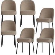 BePureHome Vogue Eetkamerstoelen - Fluweel - Khaki - Set van 6