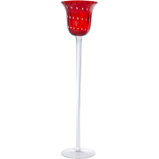 Decoratieve theelichthouder van rood geblazen glas H35