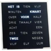 Intertime | Woordklok | Wandklok | Tafelklok | 20x20 cm | Zwart| Neder...