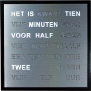 Intertime | Woordklok | Wandklok | Tafelklok | 40x40 | Zilver | Nederl...