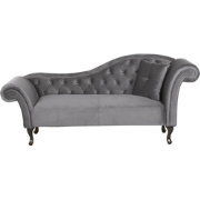 Beliani LATTES - Chaise longue-Grijs-Fluweel