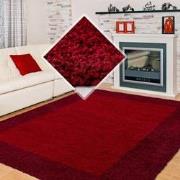 Tapijtenloods Basic Shaggy Kader vloerkleed Rood Hoogpolig- 80x250 CM