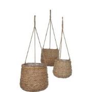 Mica Decorations Avalon Hangpot - Set van 3 - H90 x Ø30 cm - Zeegras -...