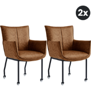 2 x Eetkamerstoel Thomas - Microleder Cognac (Set van 2)