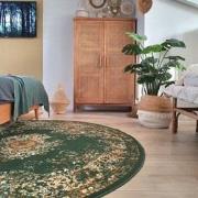 Rond Vintage Vloerkleed Keshan Groen - Polypropyleen