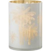 J-line - Windlicht Palmbomen Glas Blauw/goud Extra Large - 18x18x24cm