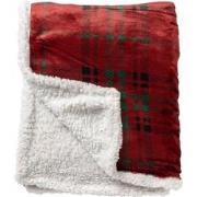 Geen merk CARLTON - Plaid 150x200 cm - fleece deken met sherpa en ruit...